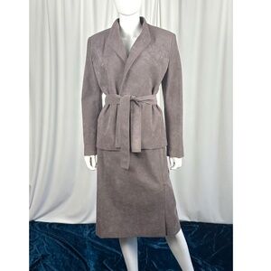 Vintage Brodkin Faux Suede Fabric Two Piece Skirt and Jacket Suit Set - M/L